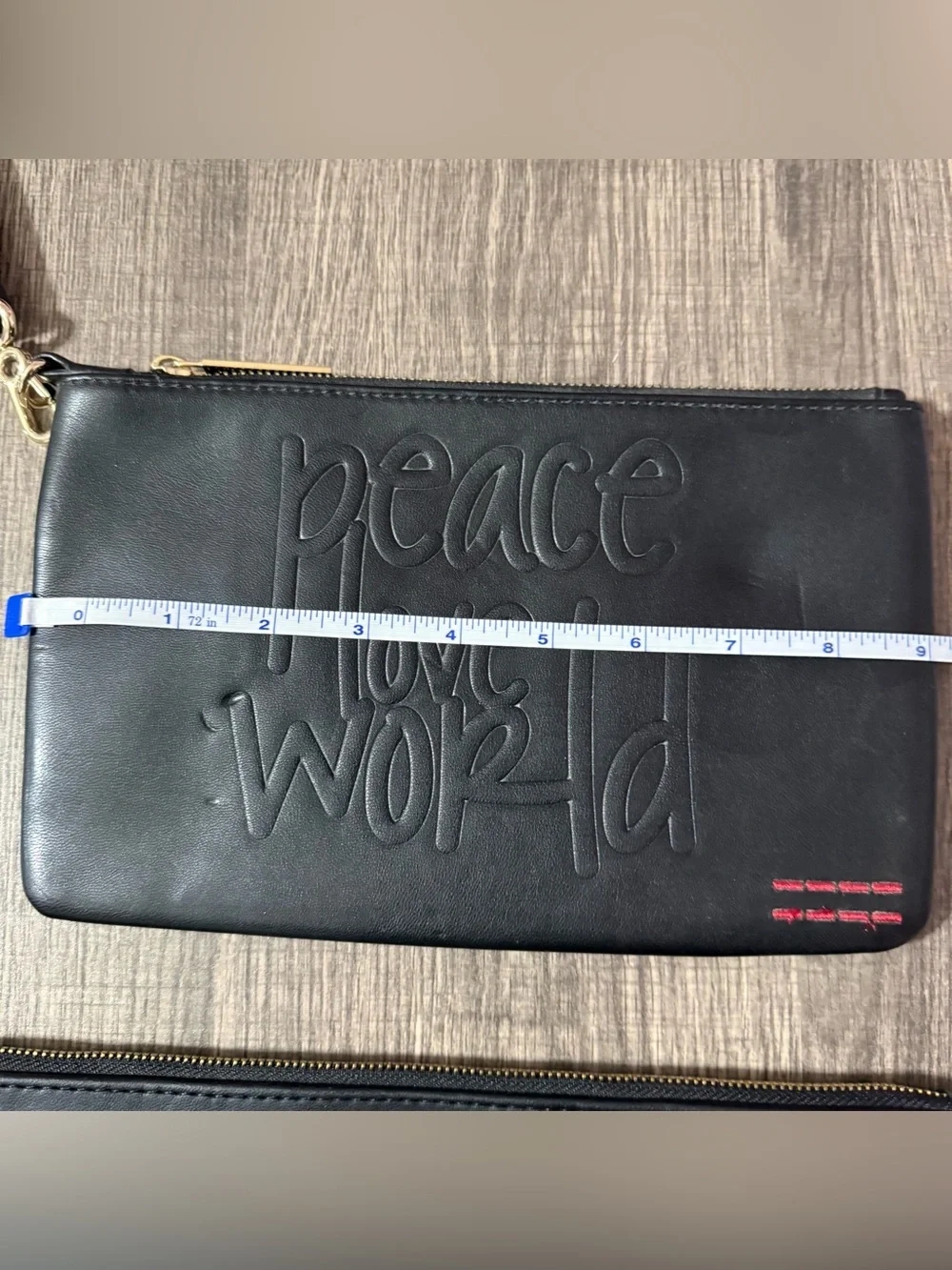 2 Peace Love World Black Embossed Leather Clutch Wristlets